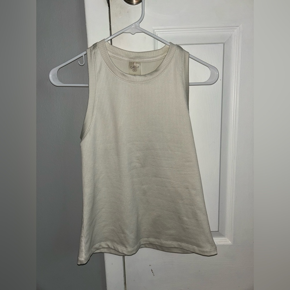 Calia Ribbed Sleeveless Top in Cream
